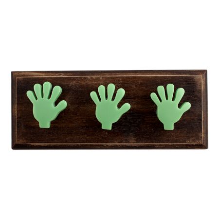 Green Resin Fingers Wooden Hooks